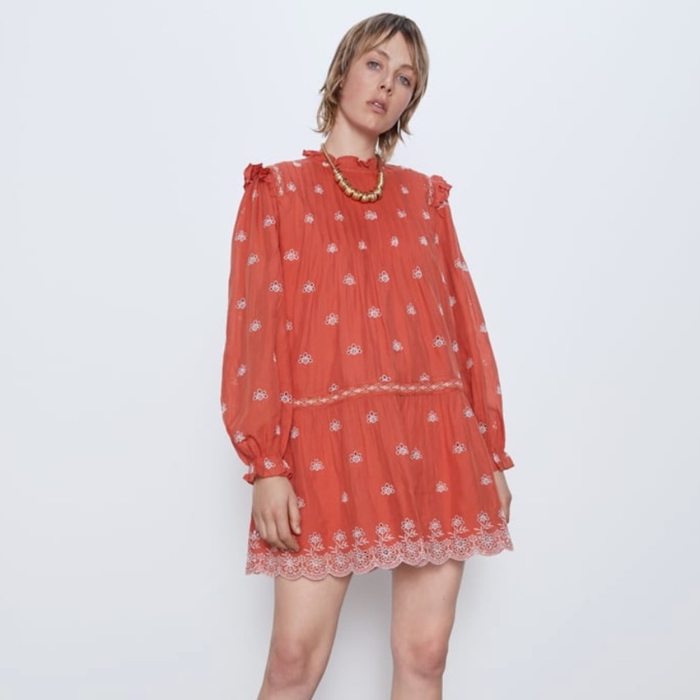 Zara Open embroidery dress
